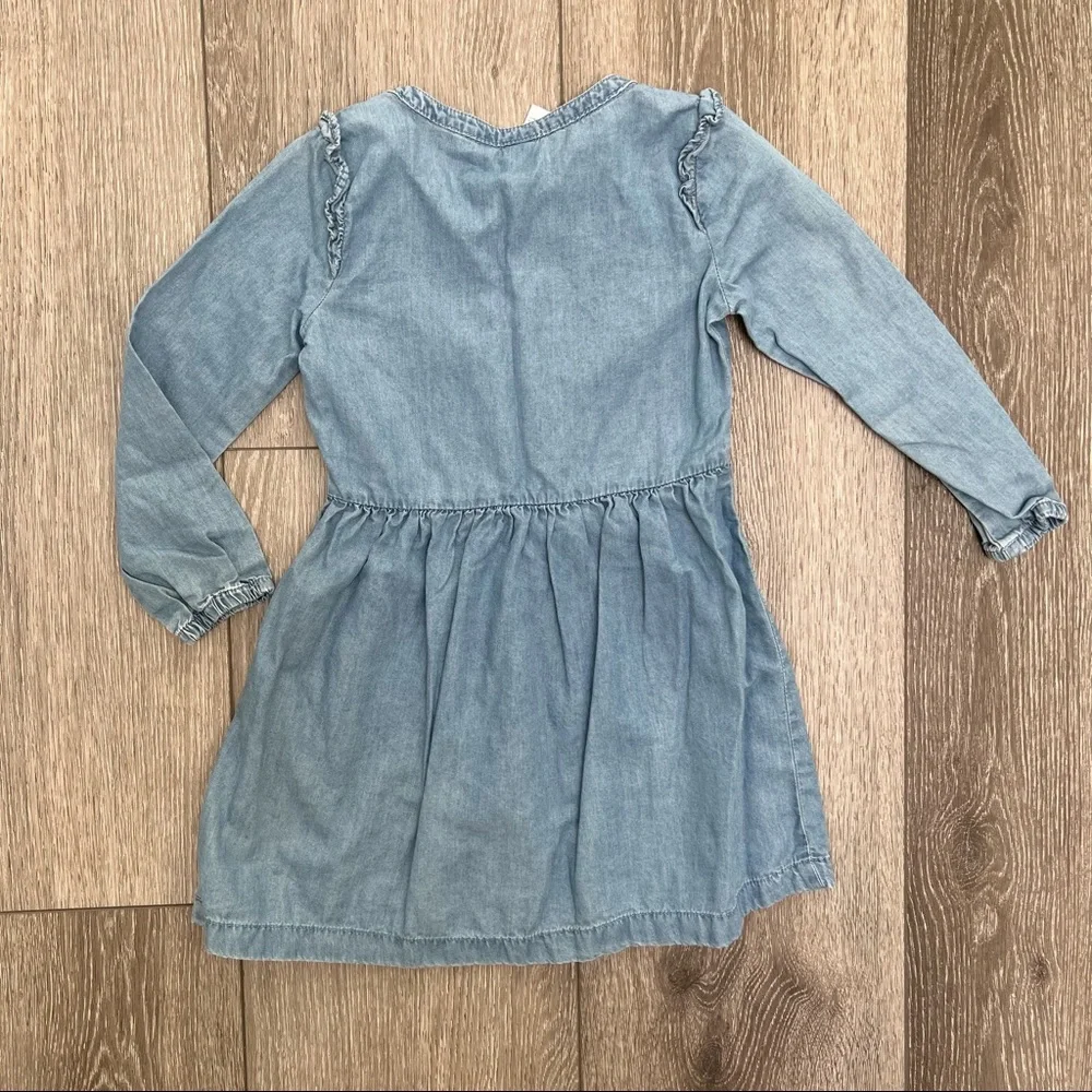 CARTERS DENIM CHAMBRAY LONG SLEEVE DRESS BLUE 4T